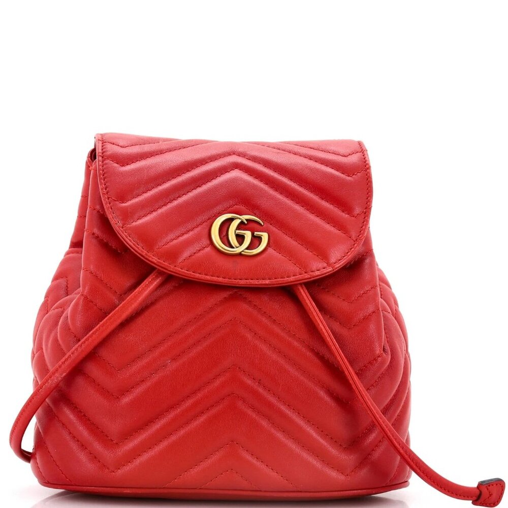 Gucci GG Marmont Drawstring Backpack Matelasse Leather Mini reb-760-091725